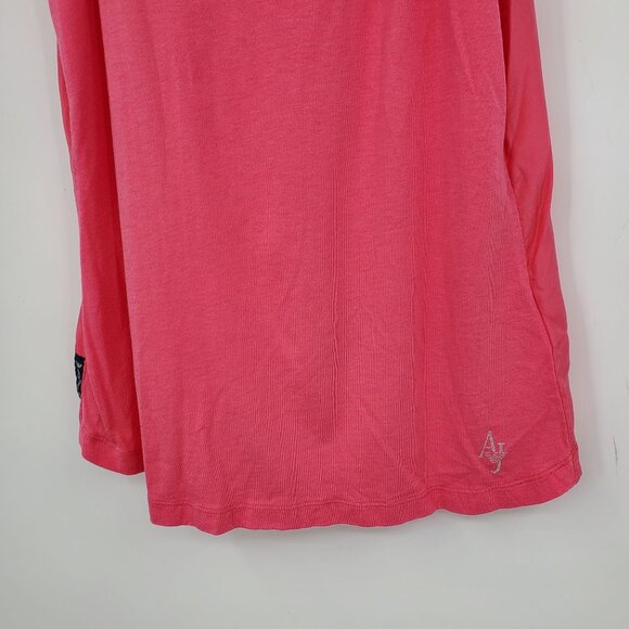 Armani Y2K Resort Coastal Chic Pink Ruffle Sleeve Scoop V Neck Top Shirt Small - Picture 8 of 10